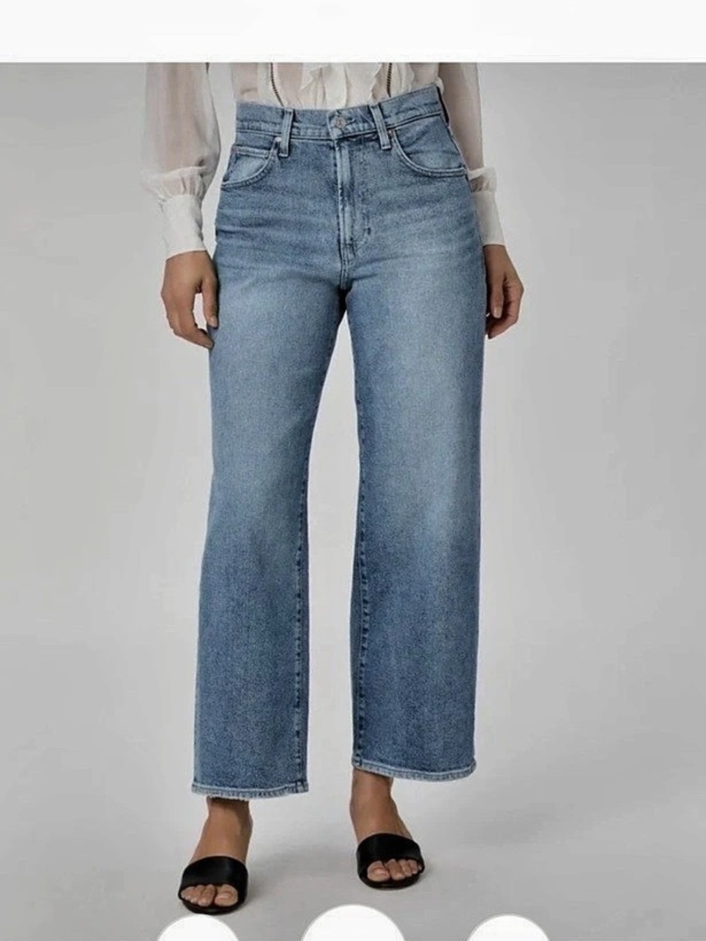 Paige Cameron Ankle Wide Leg Jeans in Blue Waist 23